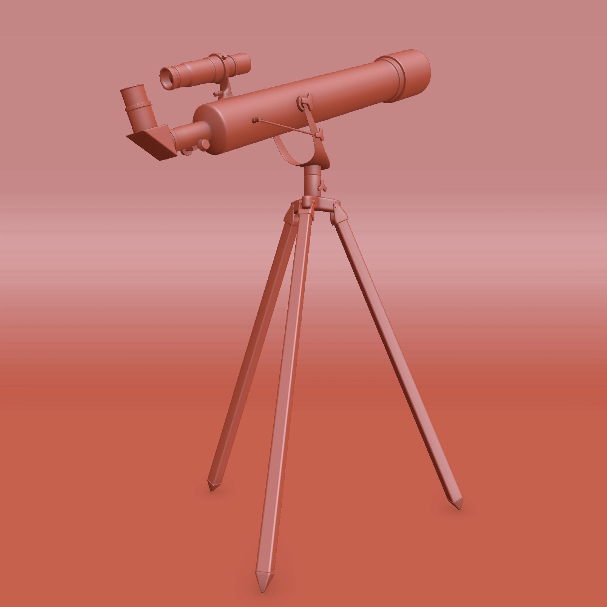 Telescope With Tripod 3D model_1