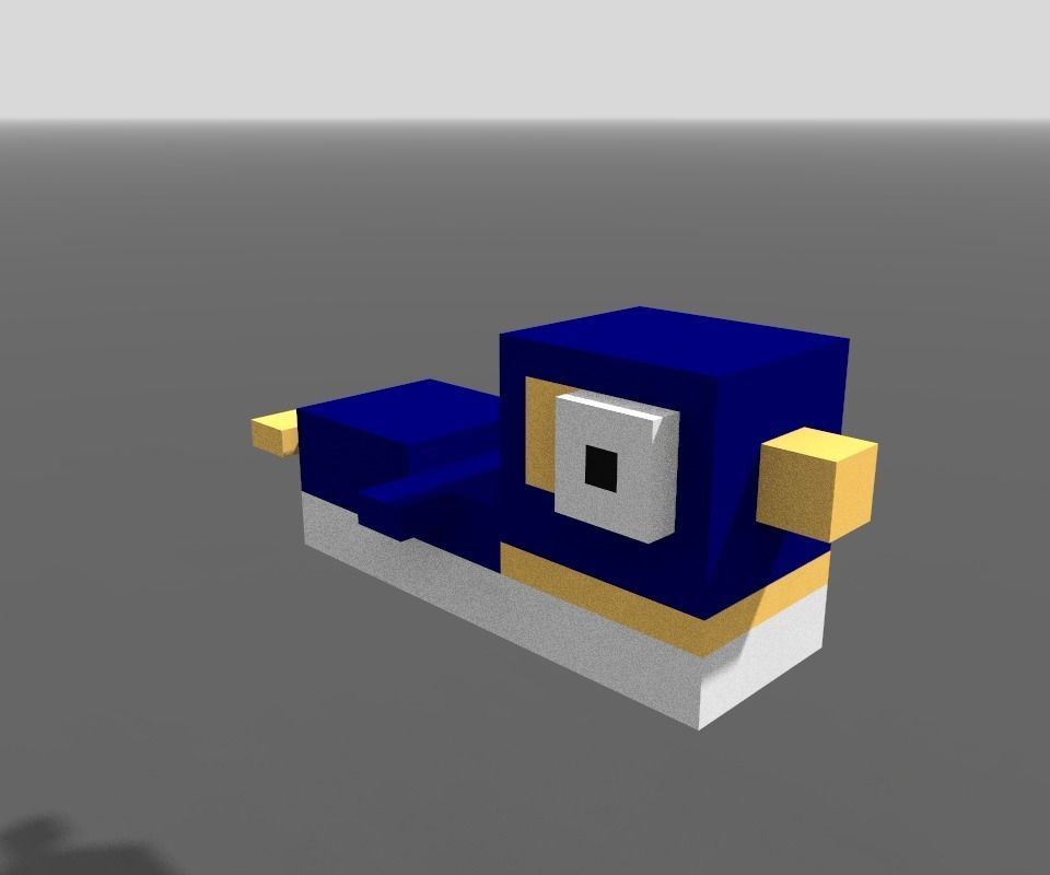 Voxel Slippy Penguin Low-poly 3D model_1