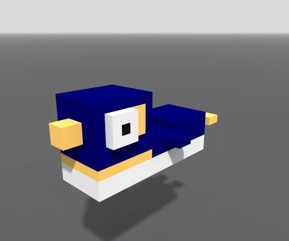 Voxel Slippy Penguin Low-poly 3D model_0