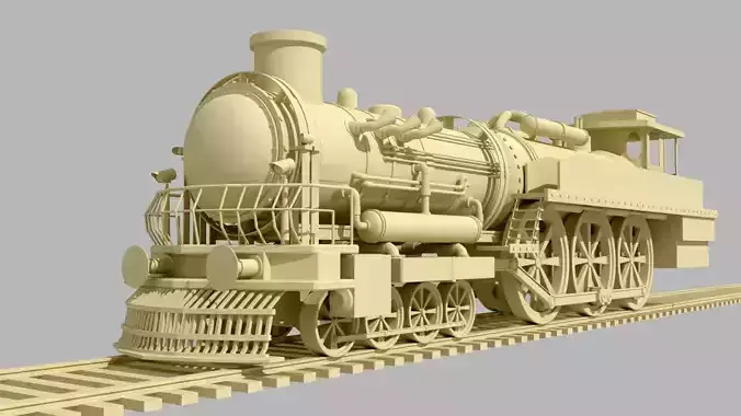 Simple Steam Locomotive Train-Untexture 3D model