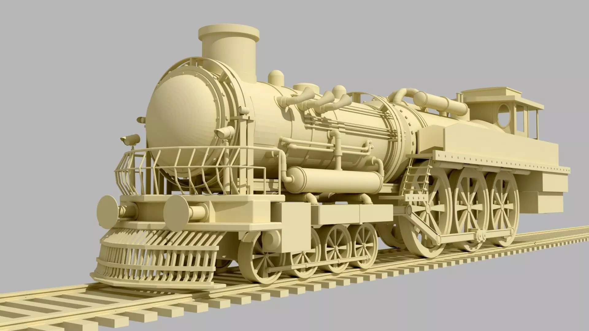 Simple Steam Locomotive Train-Untexture 3D model_0