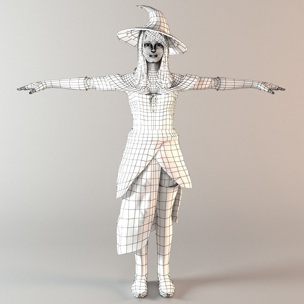 The Witch - Female character model Low-poly 3D model_6