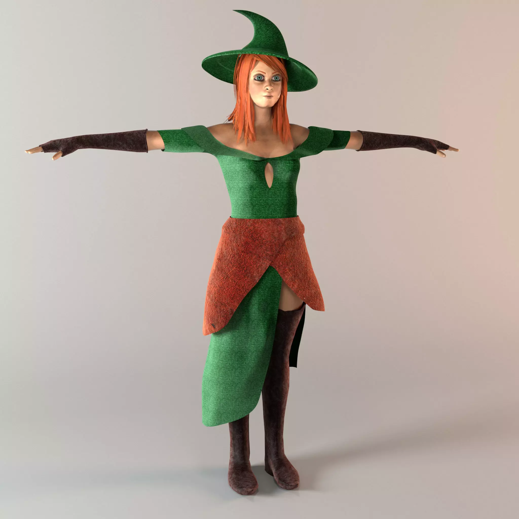 The Witch - Female character model Low-poly 3D model_0