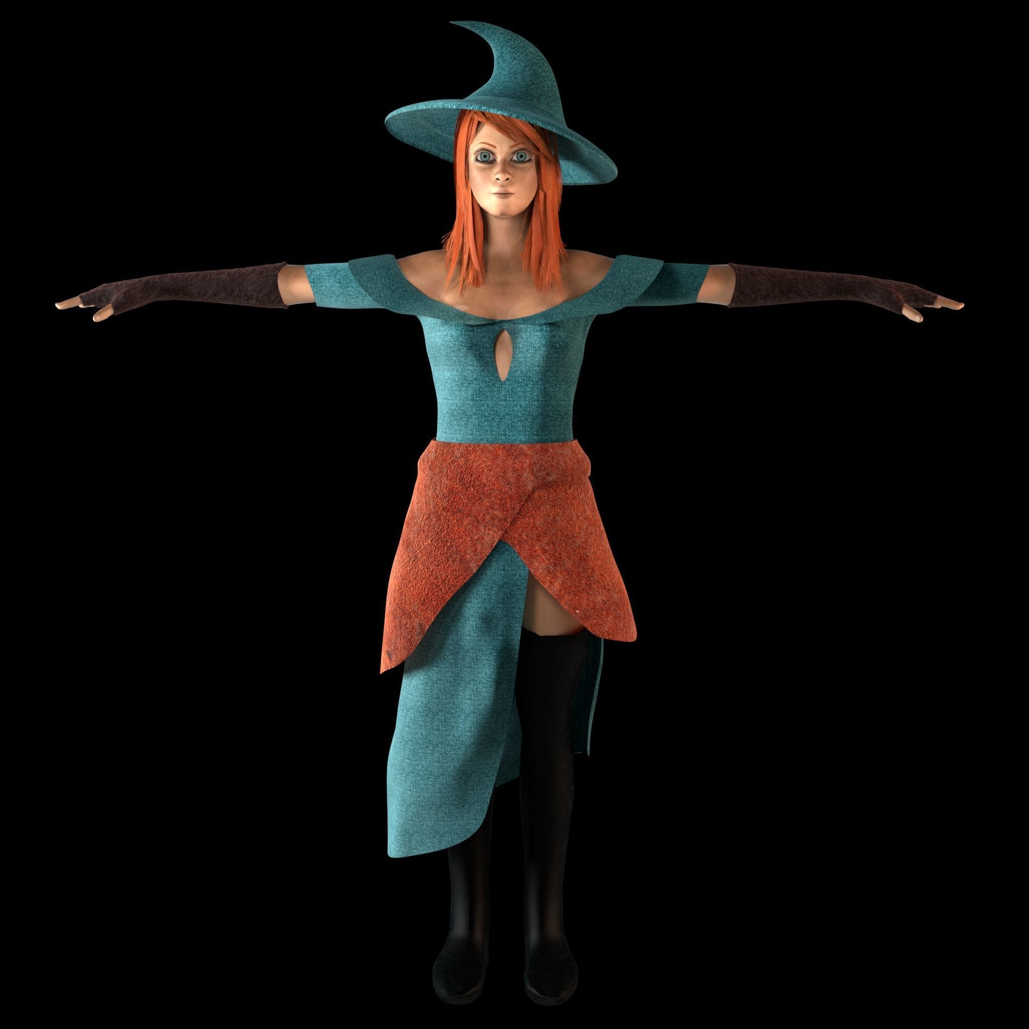 The Witch - Female character model Low-poly 3D model_1