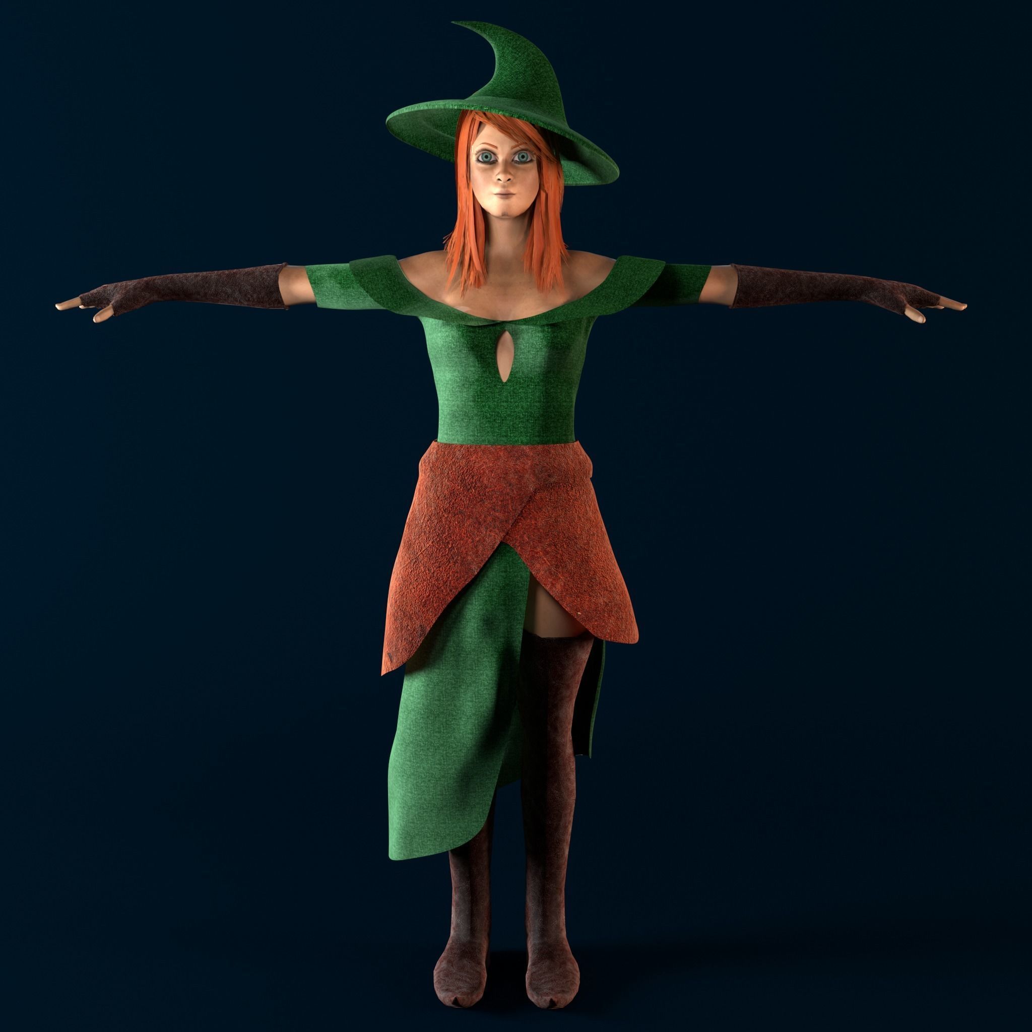 The Witch - Female character model Low-poly 3D model_2