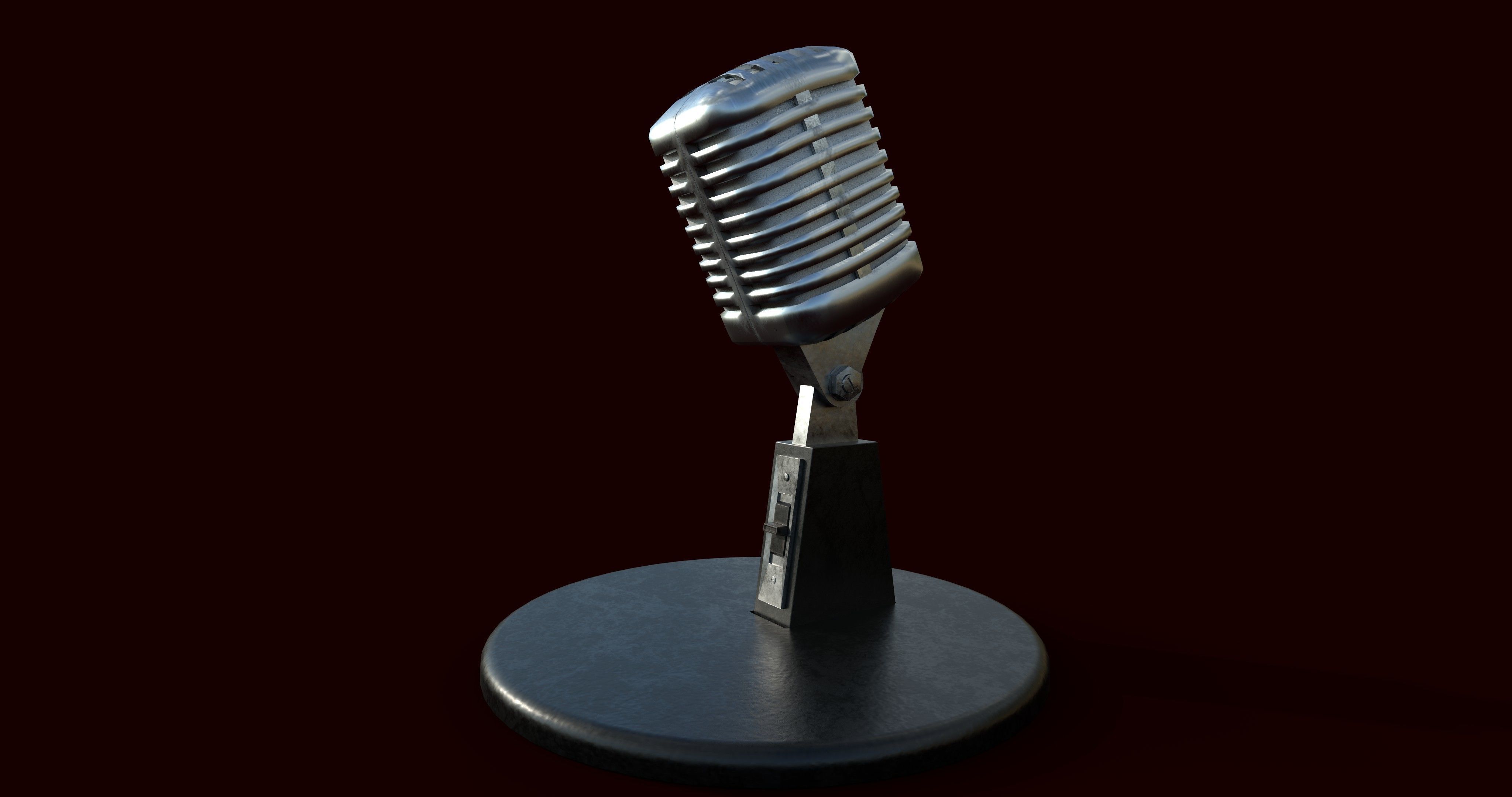 Microphone vintage 3D model_1