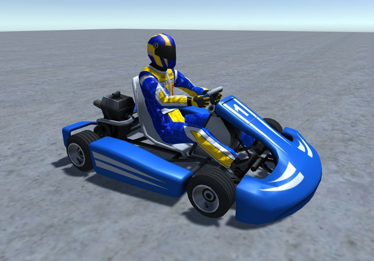Low Poly Kart With Player 1 Low-poly 3D model_2
