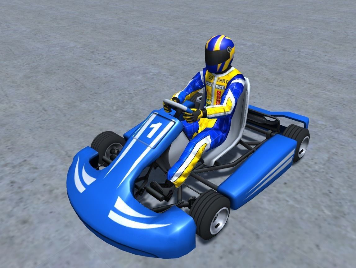 Low Poly Kart With Player 1 Low-poly 3D model_3
