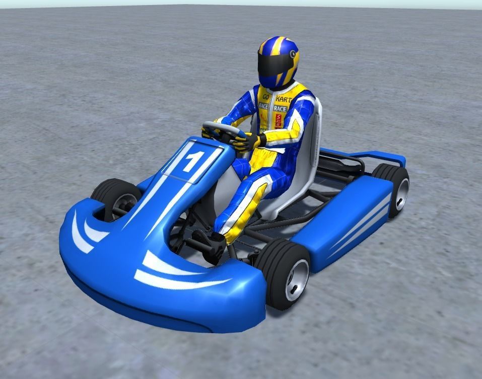 Low Poly Kart With Player 1 Low-poly 3D model_4