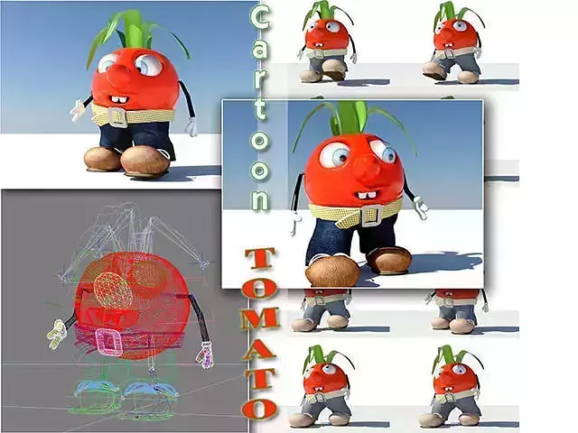 Tomato Cartoon Character 3D model