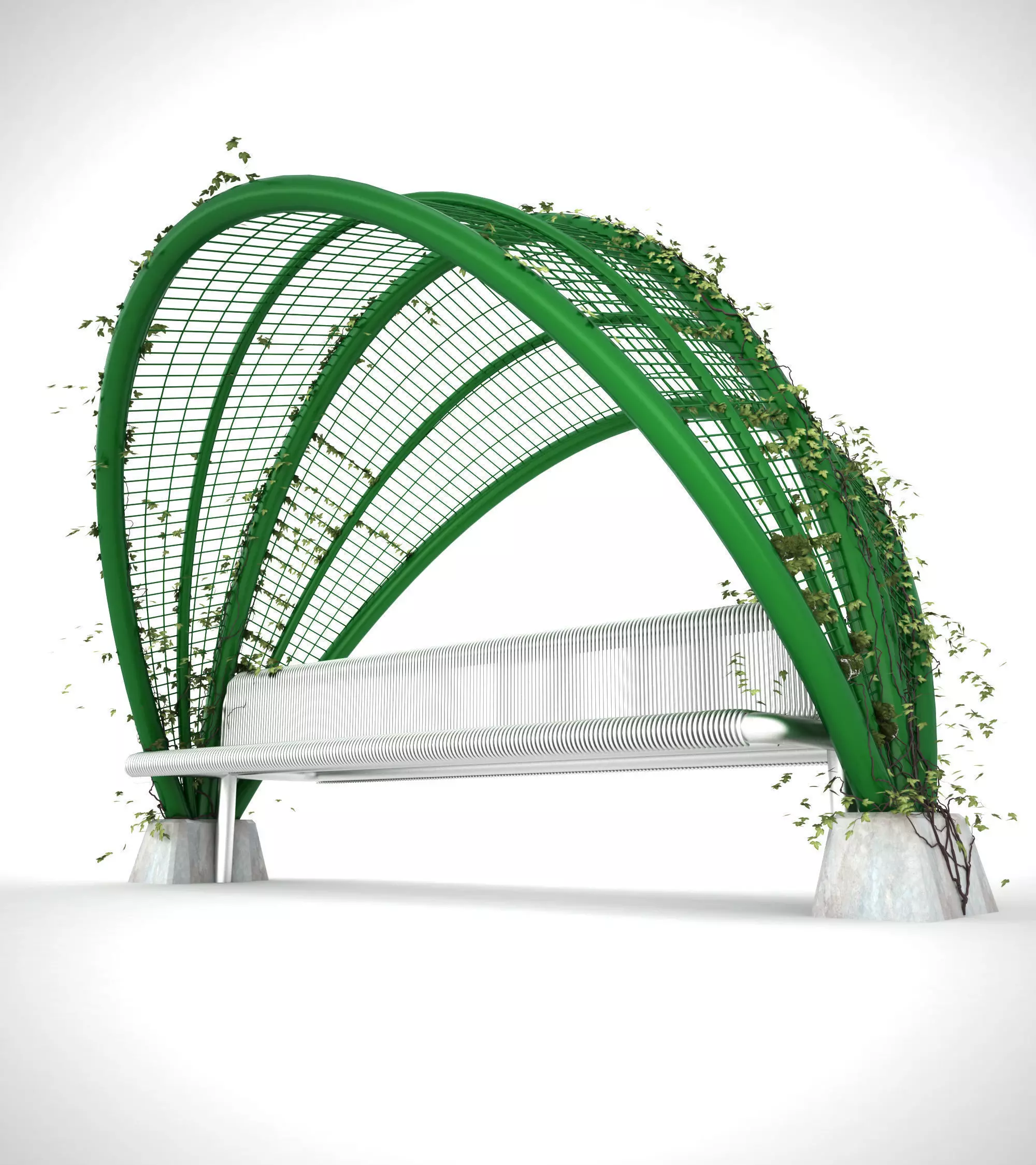 Stainless Steel Bench with Arbour 3D model_0