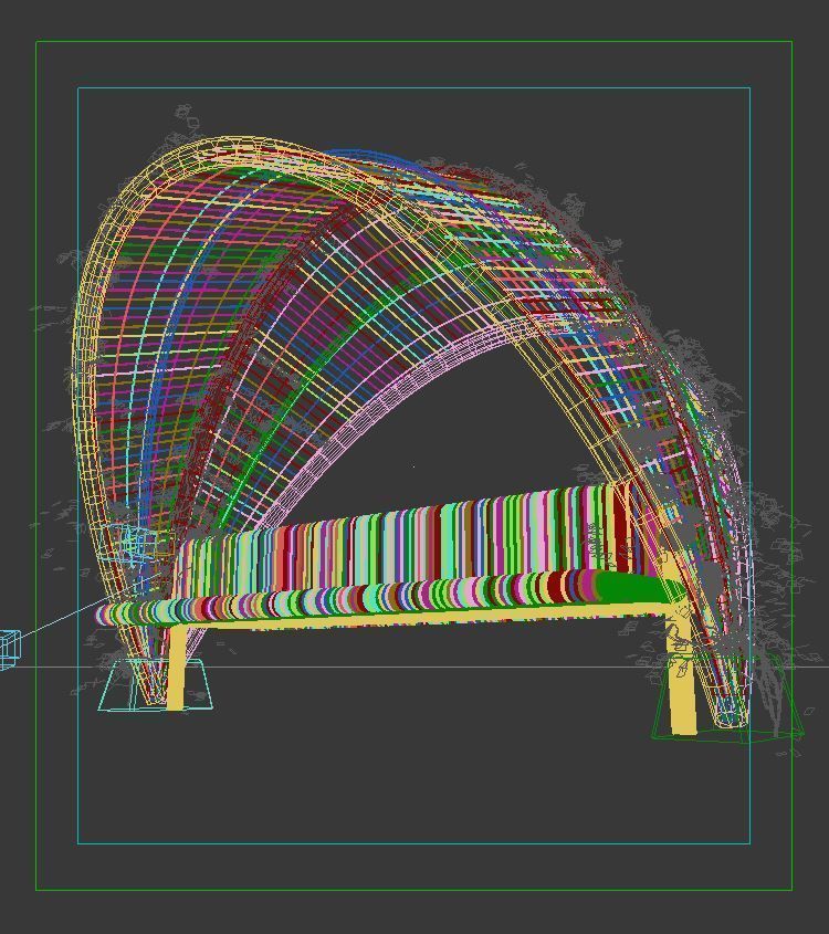 Stainless Steel Bench with Arbour 3D model_4