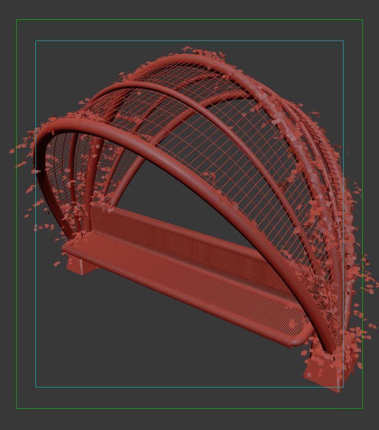 Stainless Steel Bench with Arbour 3D model_5