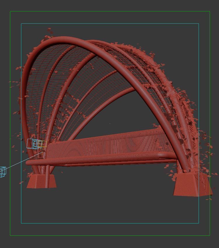 Stainless Steel Bench with Arbour 3D model_3