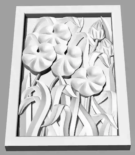 Panel 2 flowers in frame
