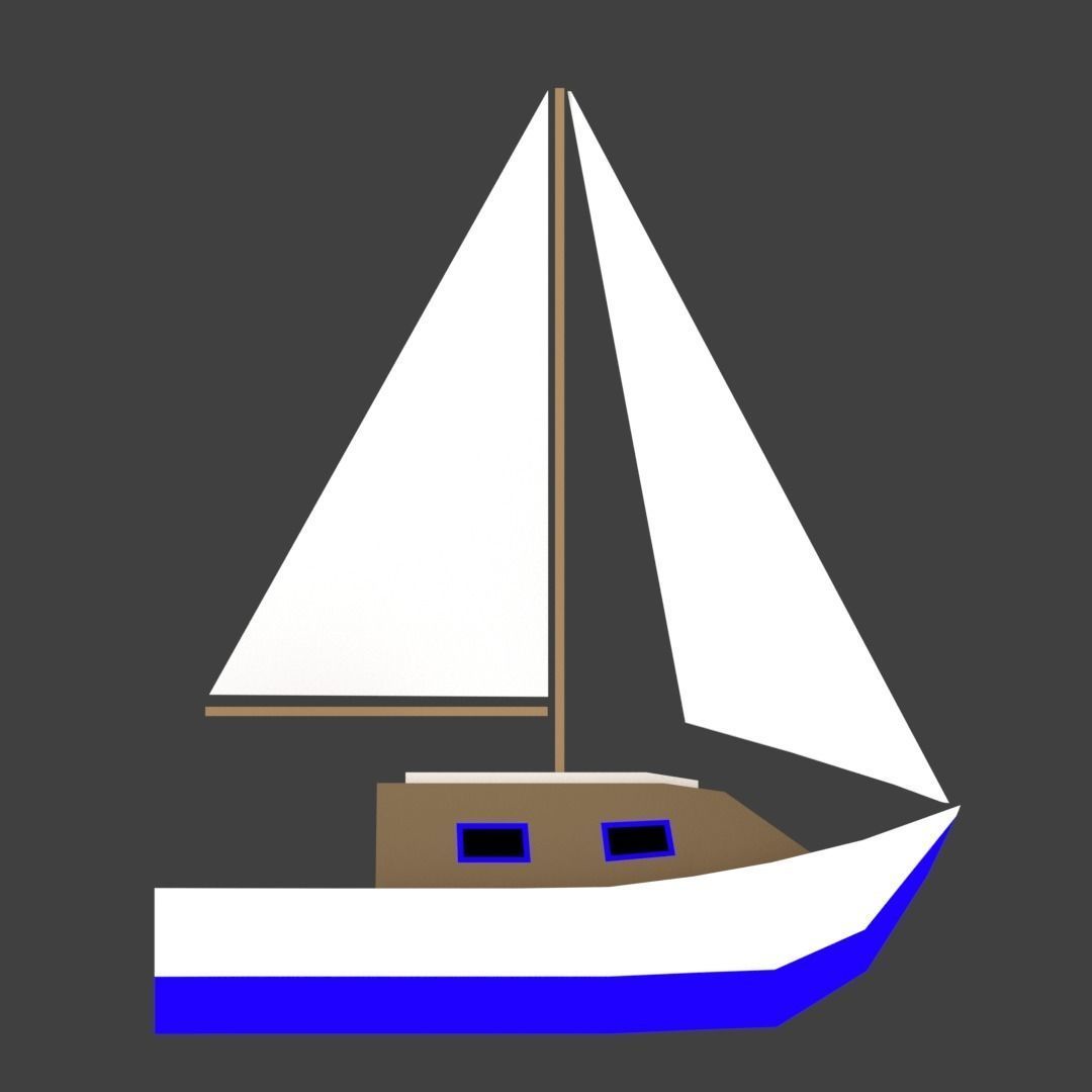 Medium Size Sailing Boats Low-poly 3D model_6