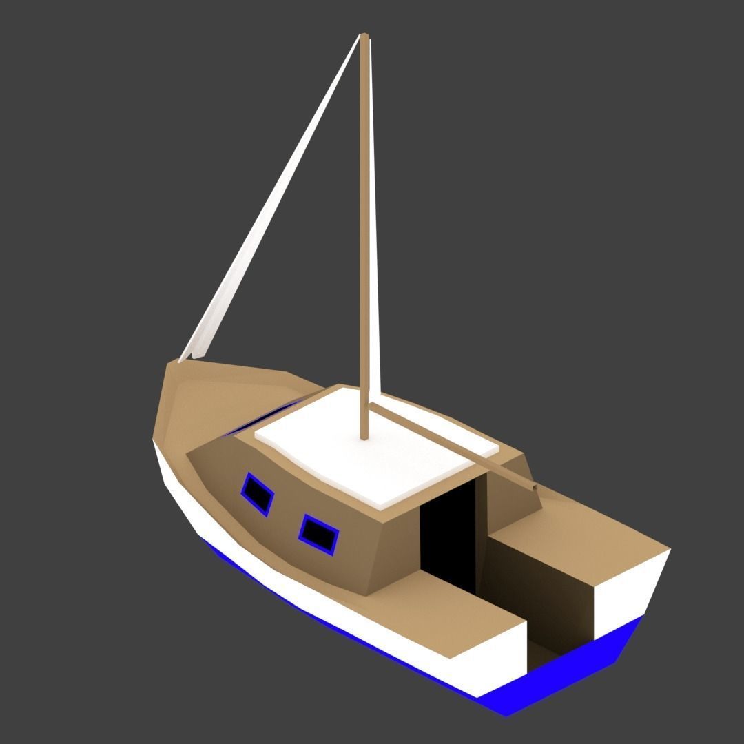 Medium Size Sailing Boats Low-poly 3D model_4