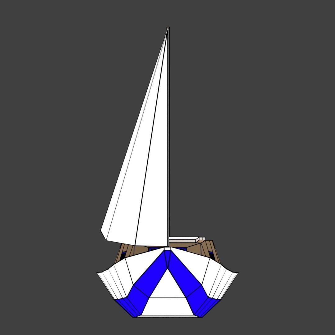 Medium Size Sailing Boats Low-poly 3D model_9