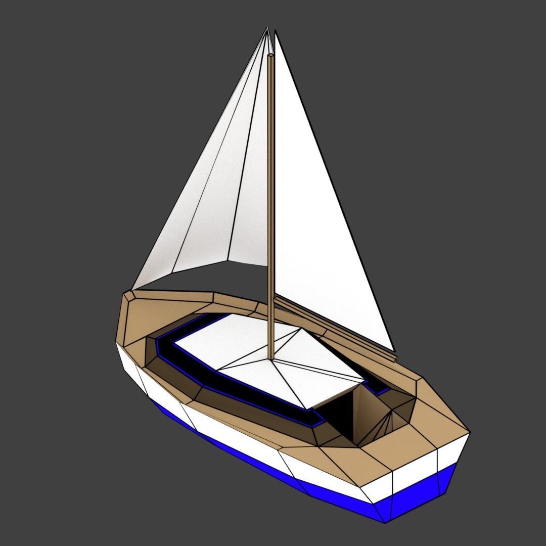 Medium Size Sailing Boats Low-poly 3D model_18