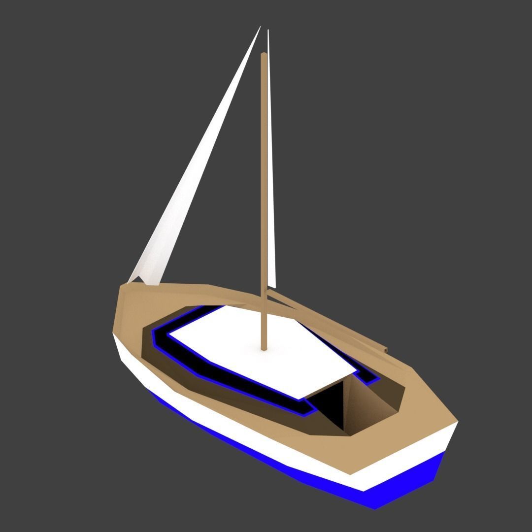 Medium Size Sailing Boats Low-poly 3D model_17
