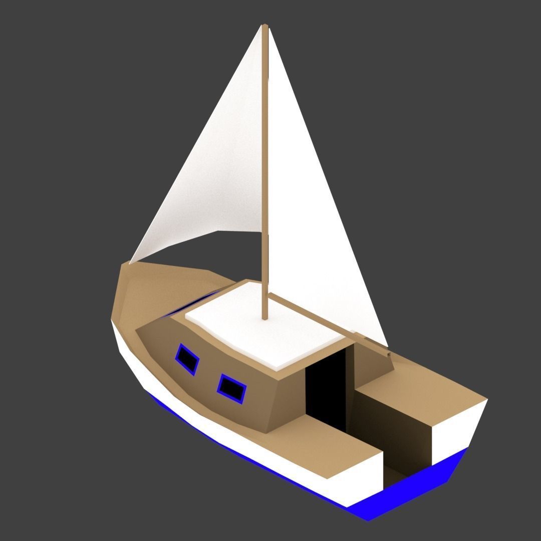 Medium Size Sailing Boats Low-poly 3D model_3