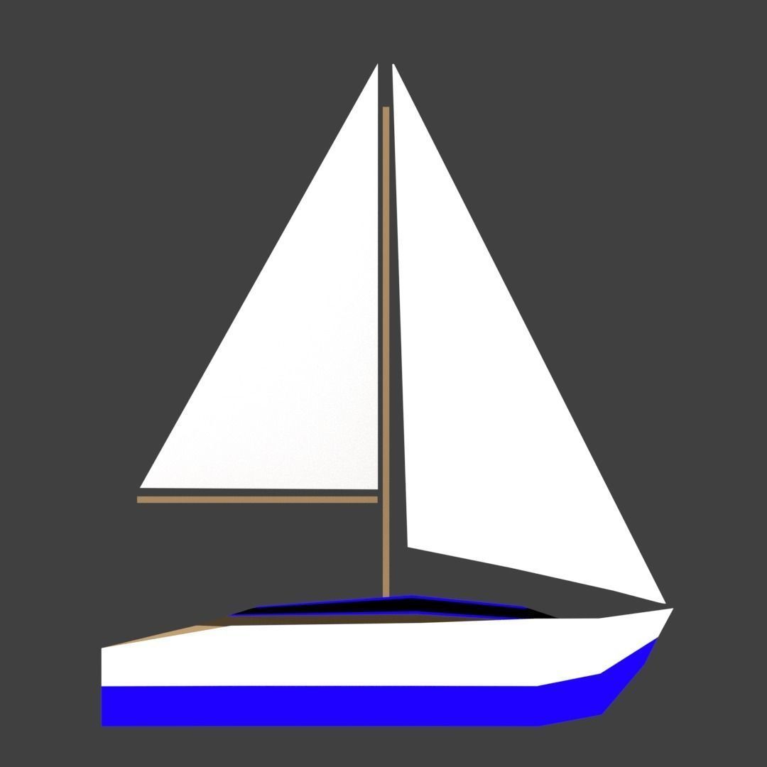 Medium Size Sailing Boats Low-poly 3D model_19