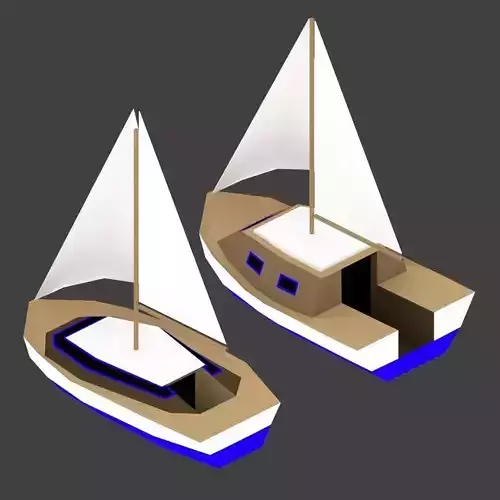 Medium Size Sailing Boats Low-poly 3D model
