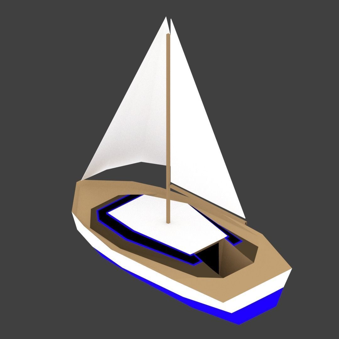 Medium Size Sailing Boats Low-poly 3D model_16
