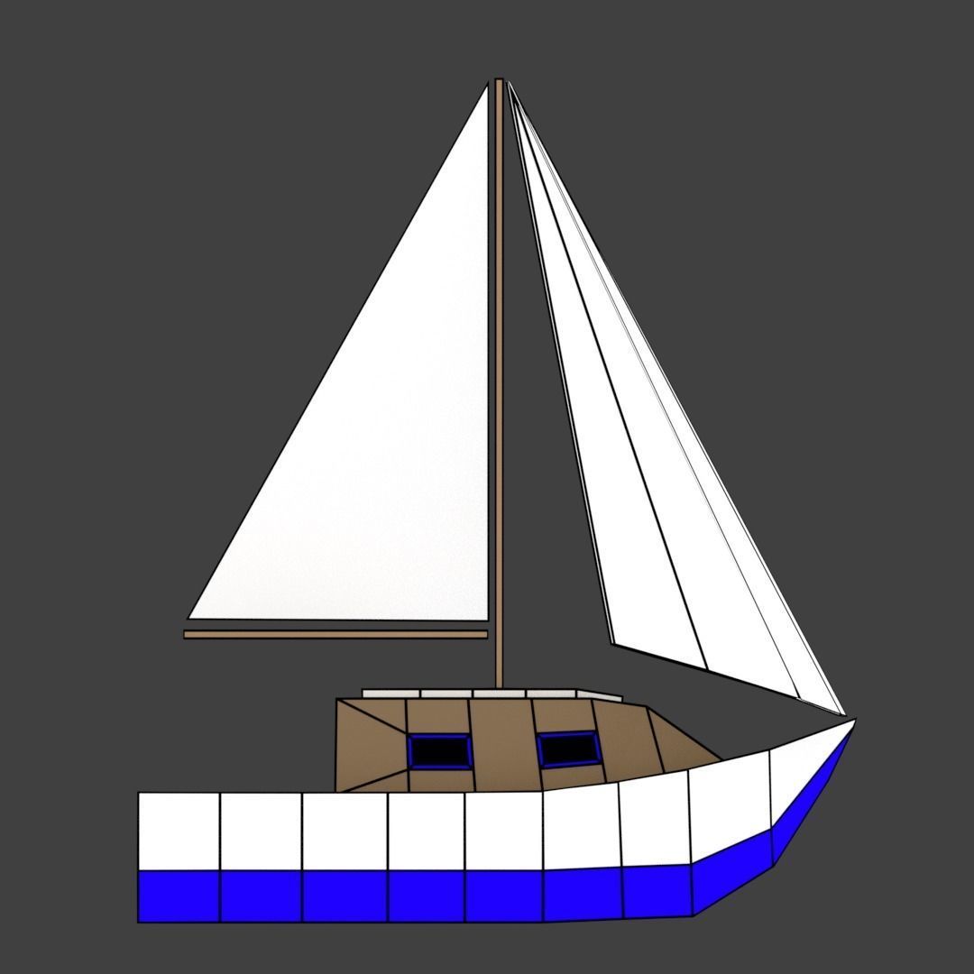 Medium Size Sailing Boats Low-poly 3D model_7