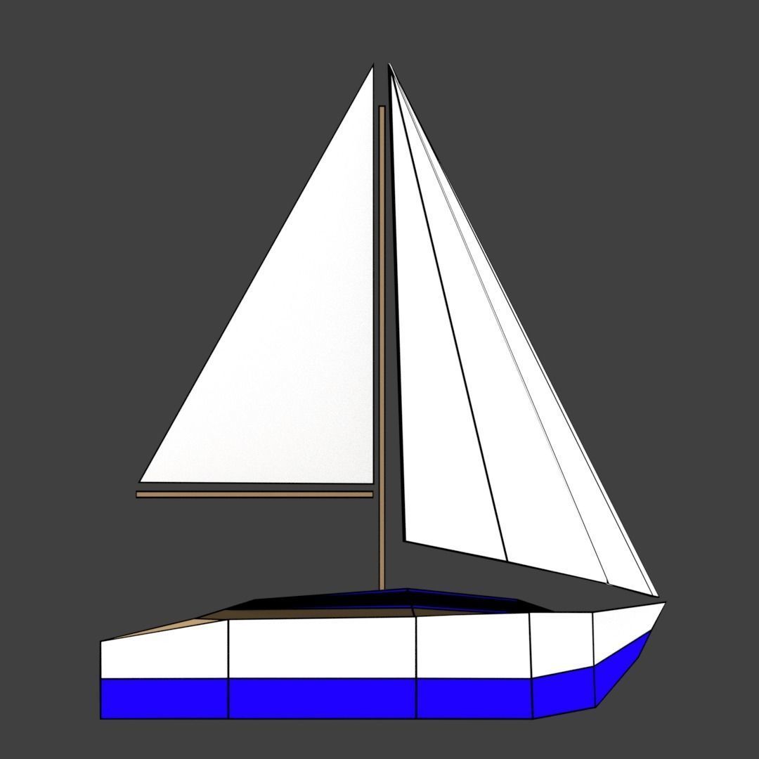 Medium Size Sailing Boats Low-poly 3D model_20