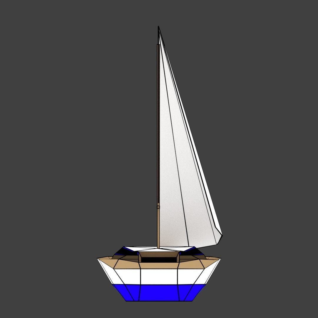 Medium Size Sailing Boats Low-poly 3D model_24