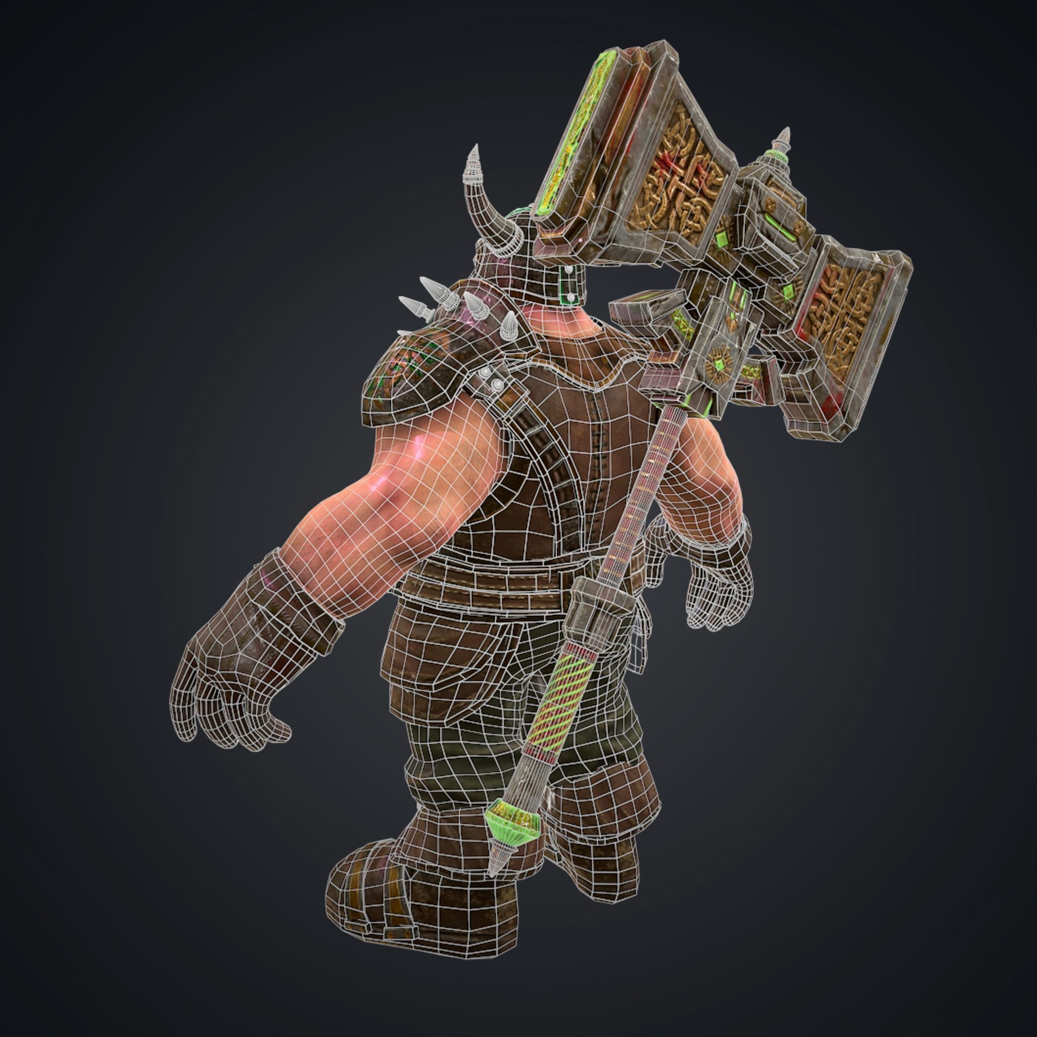 Mega hammer  Low-poly 3D model_3