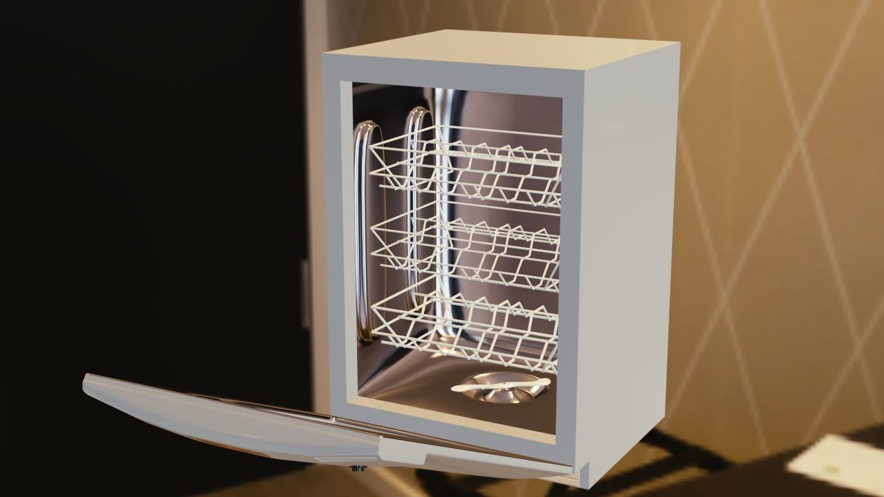 dishwasher for kitchen and kitchen appliance 3D model_8