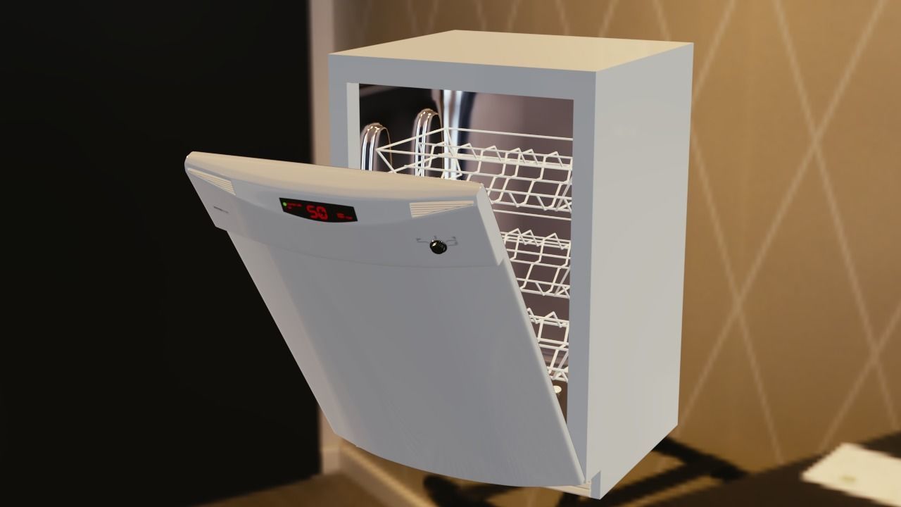 dishwasher for kitchen and kitchen appliance 3D model_7