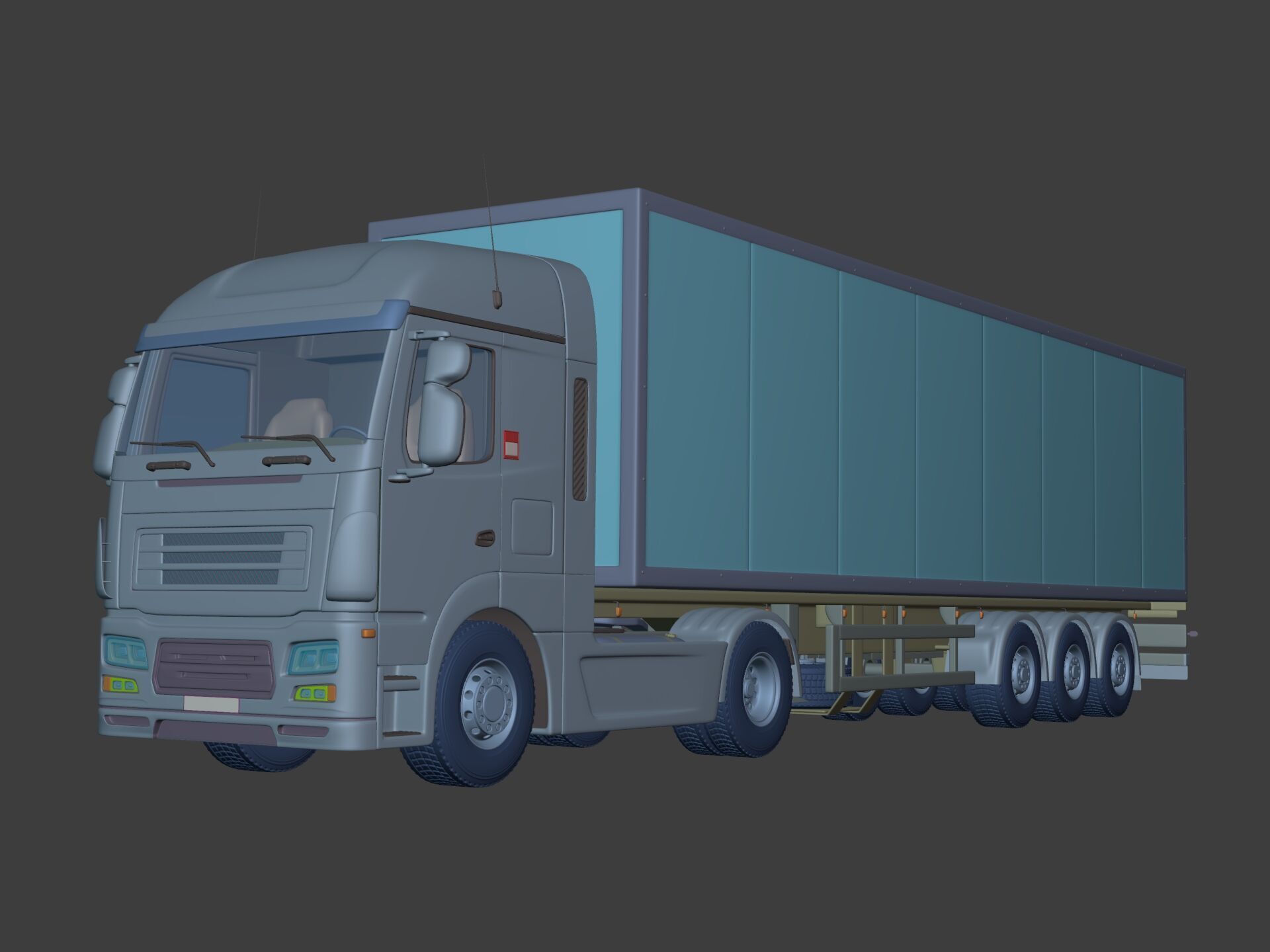 Generic Semi Trailer Container Truck With Modern Design  3D model_1