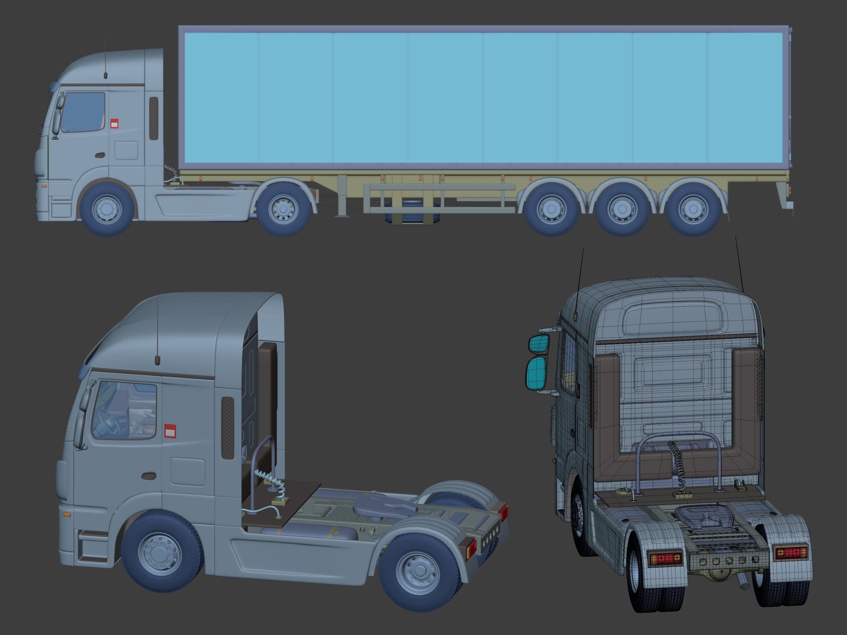 Generic Semi Trailer Container Truck With Modern Design  3D model_5