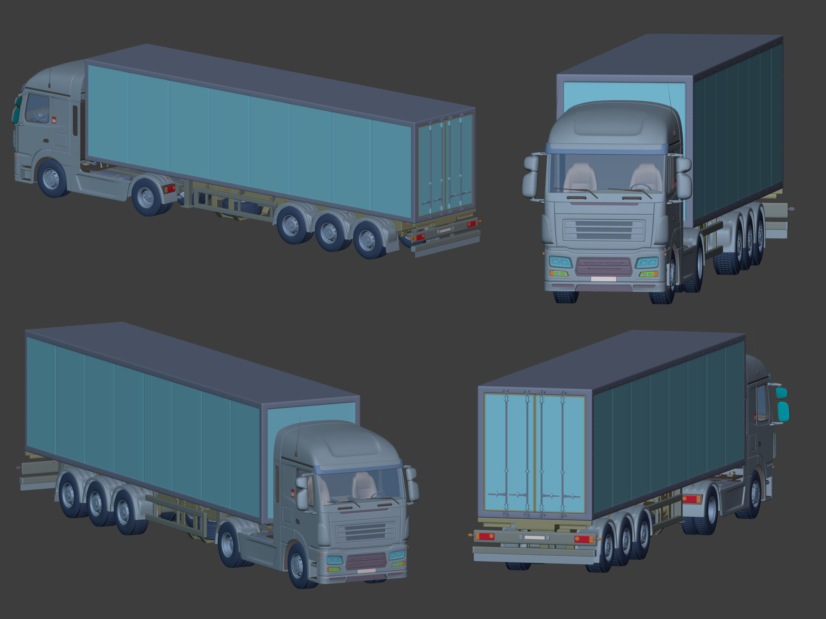 Generic Semi Trailer Container Truck With Modern Design  3D model_8