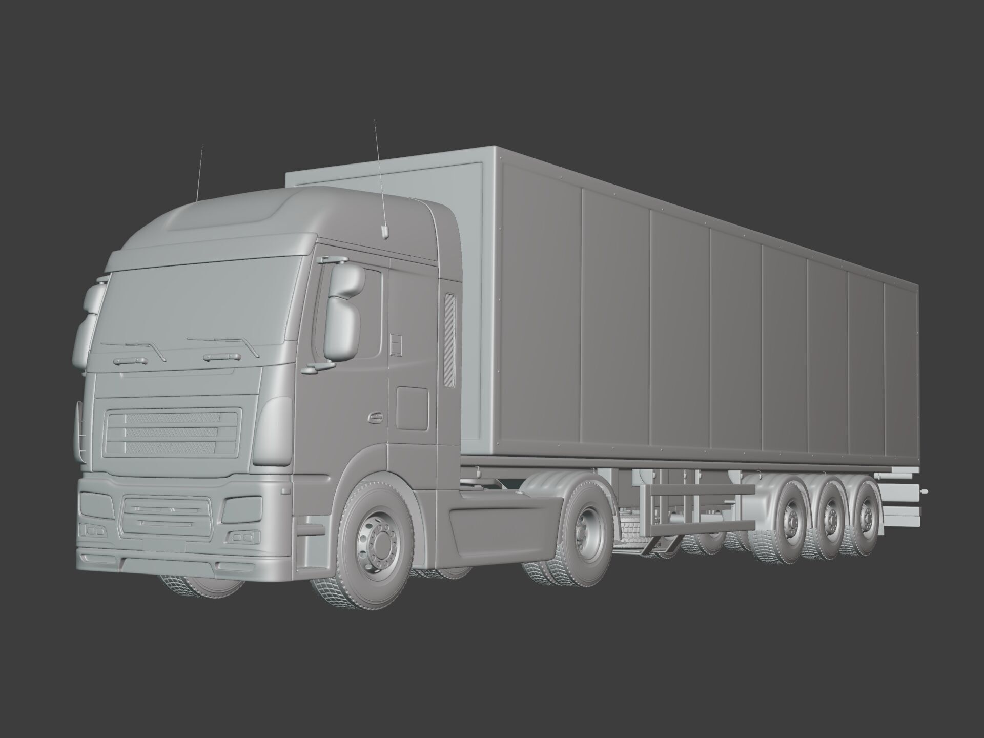 Generic Semi Trailer Container Truck With Modern Design  3D model_2