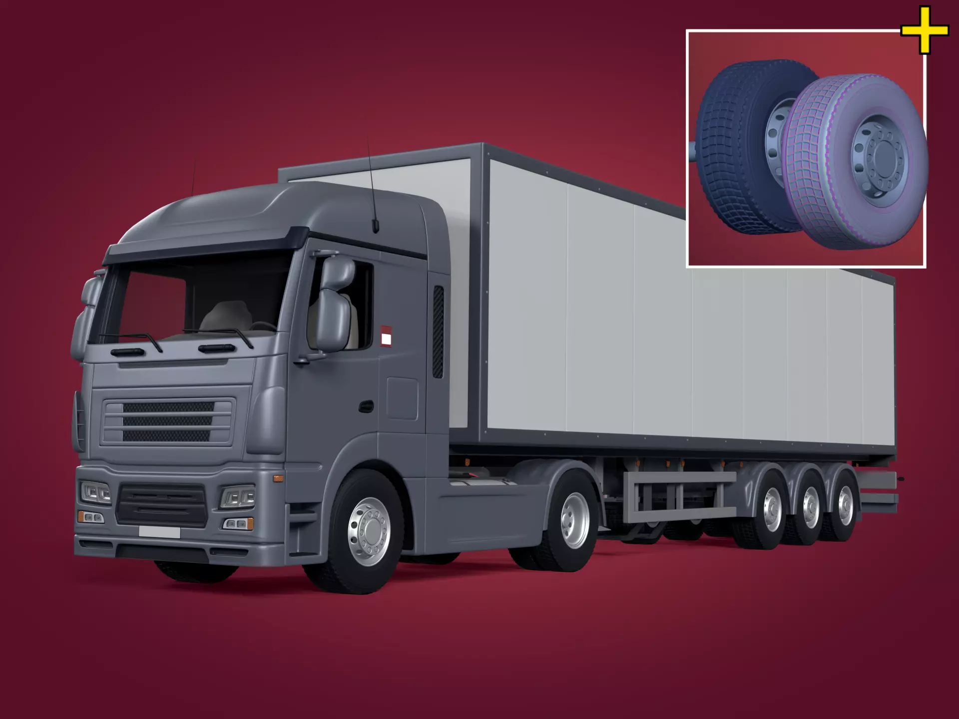 Generic Semi Trailer Container Truck With Modern Design  3D model_0