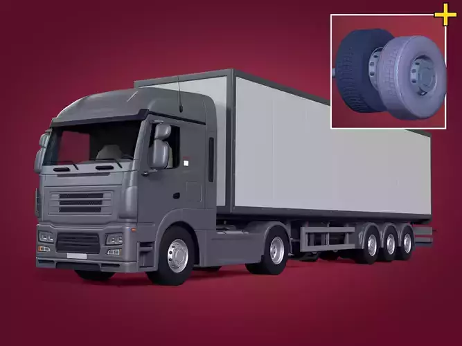 Generic Semi Trailer Container Truck With Modern Design  3D model