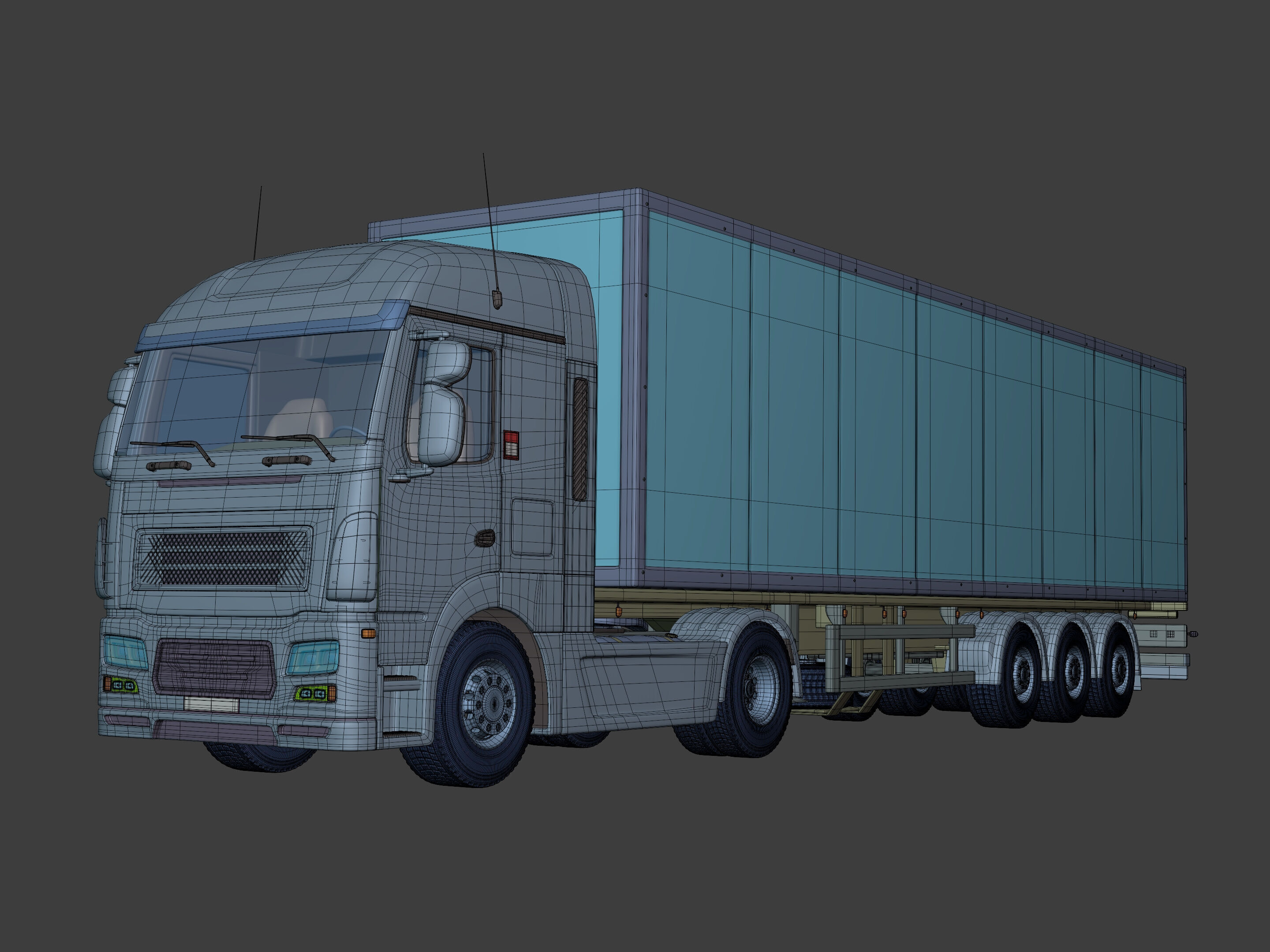 Generic Semi Trailer Container Truck With Modern Design  3D model_3