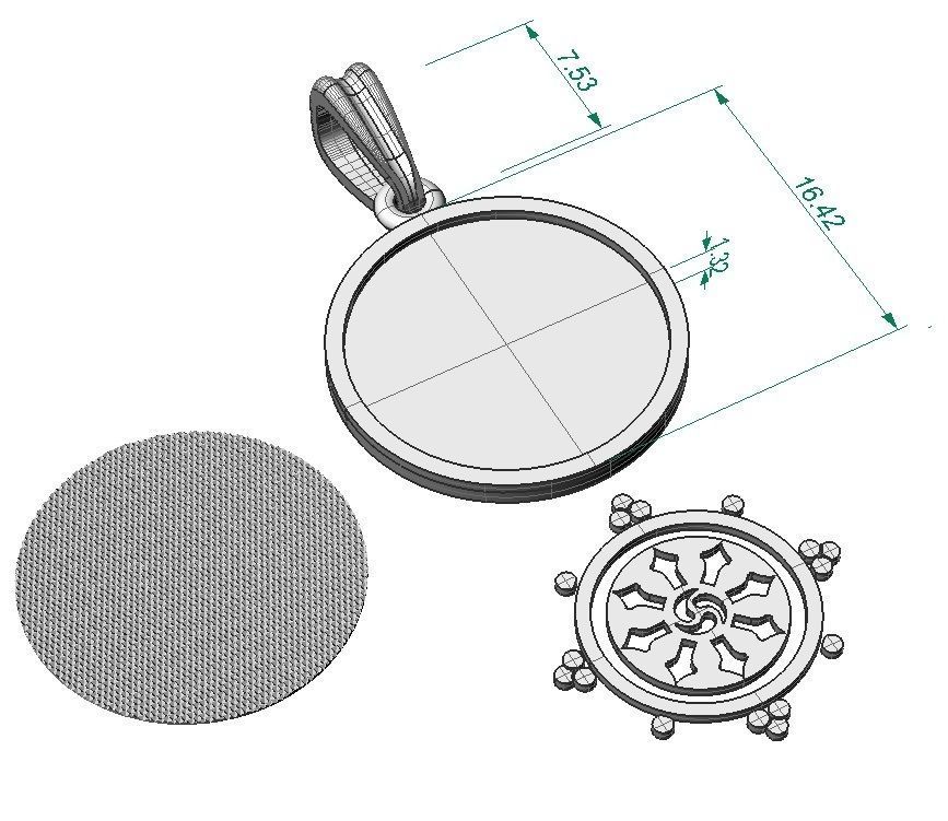 pendant with symbols - with or without enamel 3D print model_2