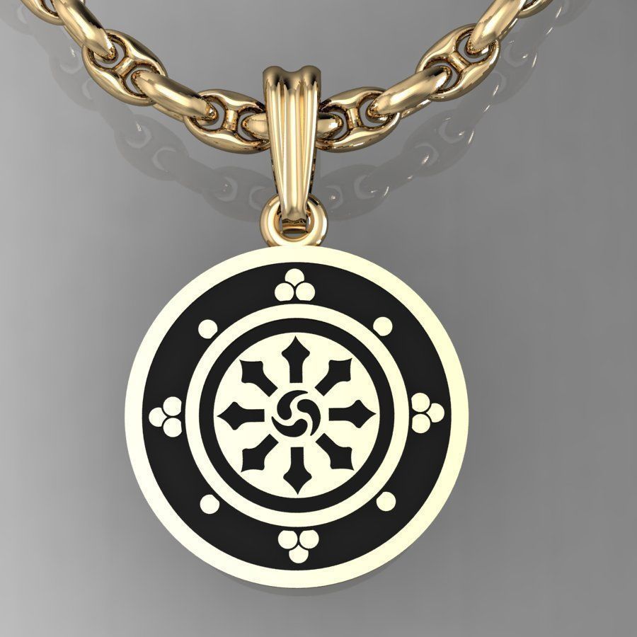 pendant with symbols - with or without enamel 3D print model_3