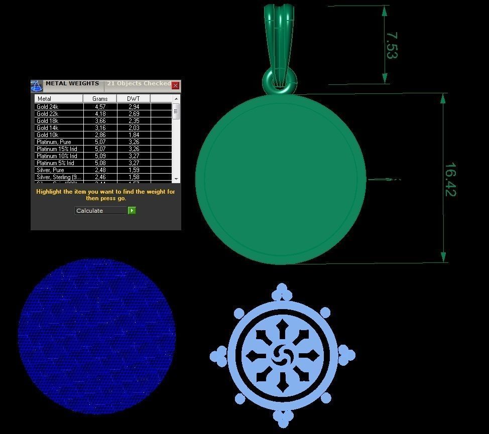 pendant with symbols - with or without enamel 3D print model_5