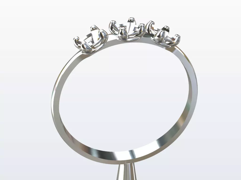 Ring three stone 3D print model_0