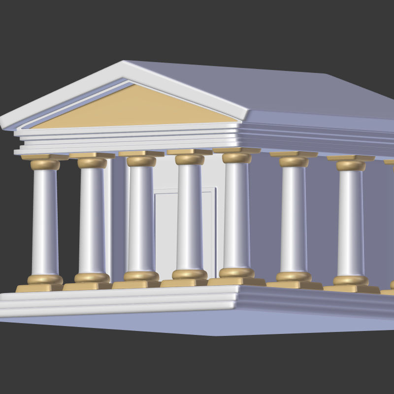 Cartoon Greek Temple Low-poly 3D model_13