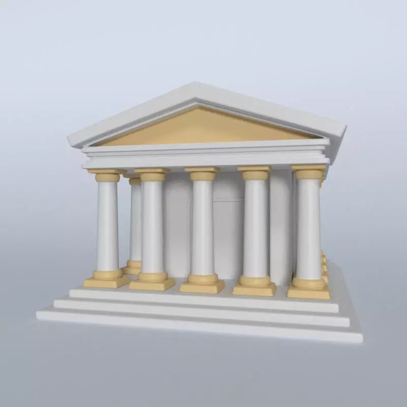 Cartoon Greek Temple Low-poly 3D model_0