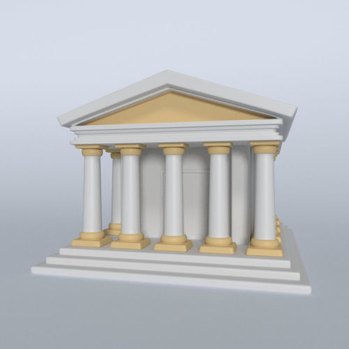 Cartoon Greek Temple Low-poly 3D model