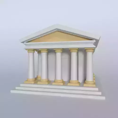 Cartoon Greek Temple Low-poly 3D model