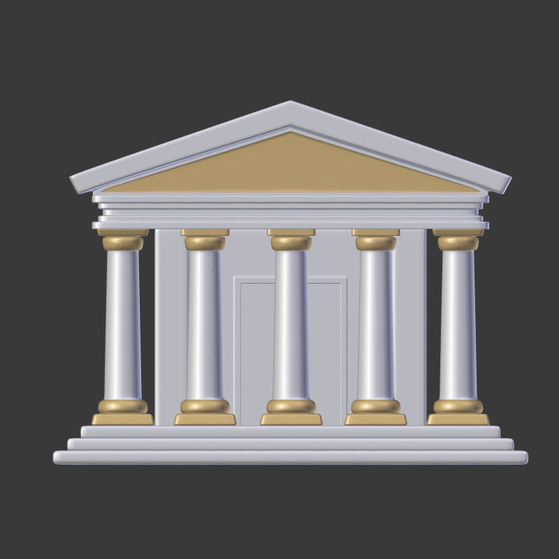 Cartoon Greek Temple Low-poly 3D model_4